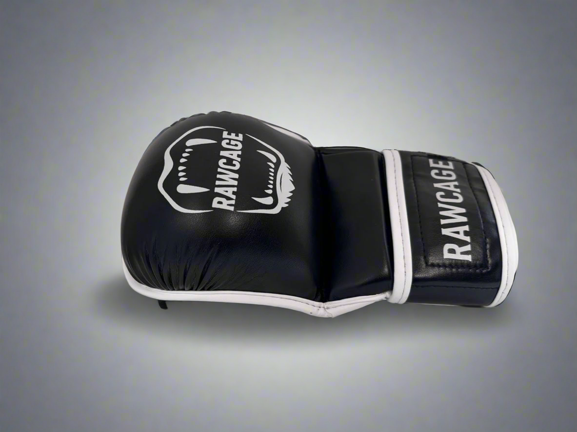 RAWCAGE RISE MMA SPARRING GLOVES BLACK/WHITE