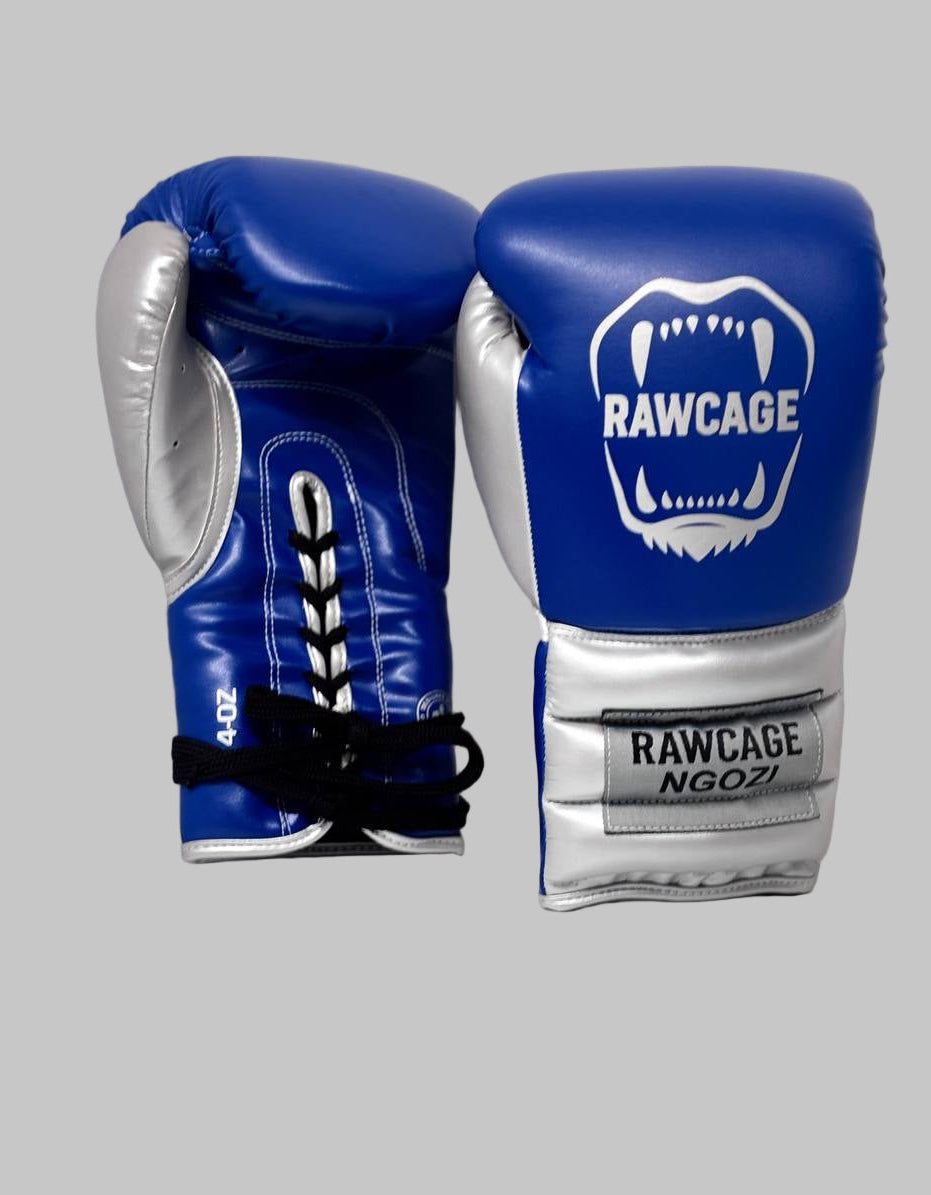 RAWCAGE BLUE NGOZI LACE SPARRING BOXING GLOVES