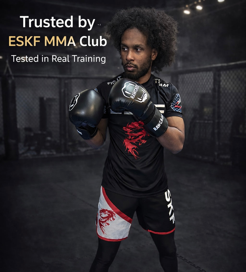 RAWCAGE IGNITE TRAINING BOXING GLOVES BLACK/WHITE