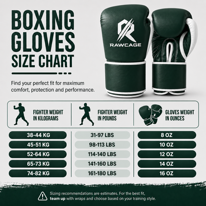 LIMITED EDITION RAWCAGE PHANTOM GREEN MAKARI COWHIDE LEATHER BOXING GLOVES