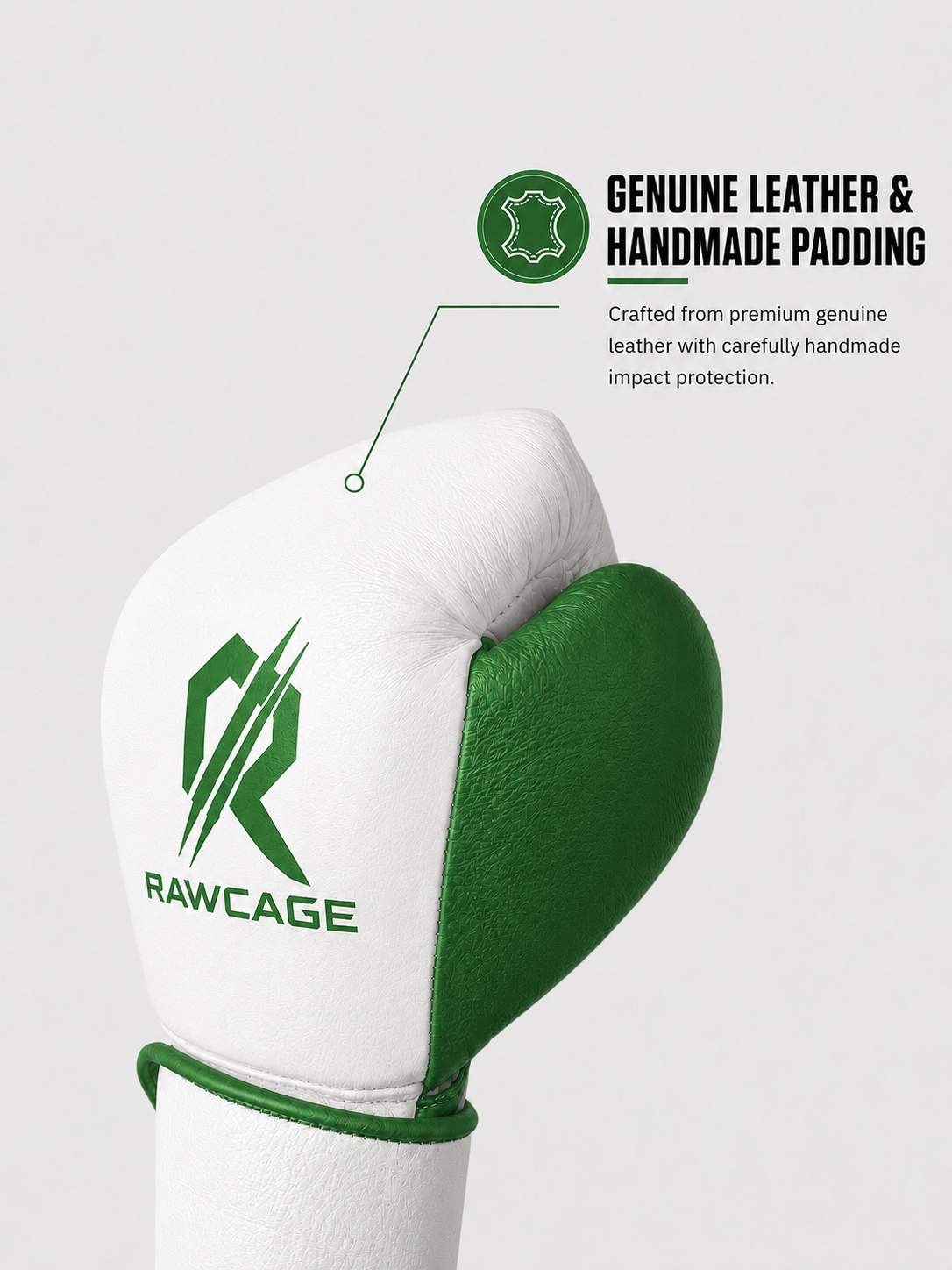RAWCAGE EMERALD ICE MAKARI COWHIDE LEATHER BOXING GLOVES