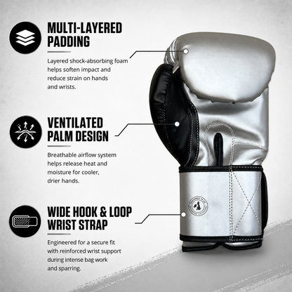 RAWCAGE SILVER NGOZI SPARRING BOXING GLOVES