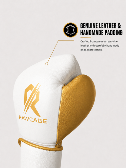 RAWCAGE IMPERIAL GOLD MAKARI COWHIDE LEATHER BOXING GLOVES