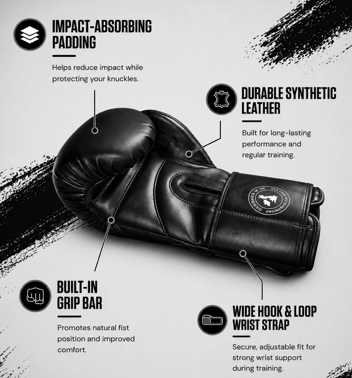 RAWCAGE IGNITE TRAINING BOXING GLOVES BLACK/WHITE