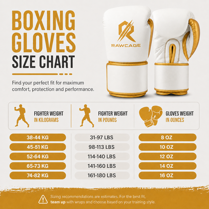 RAWCAGE IMPERIAL GOLD MAKARI COWHIDE LEATHER BOXING GLOVES