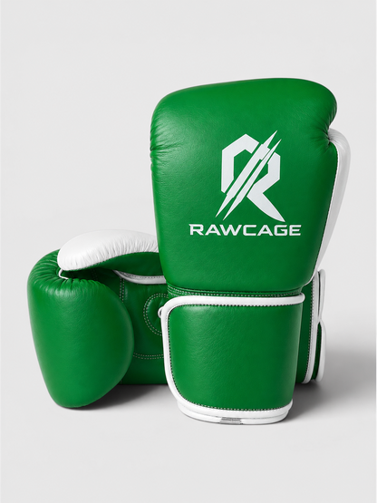 RAWCAGE EVERGREEN MAKARI COWHIDE LEATHER BOXING GLOVES