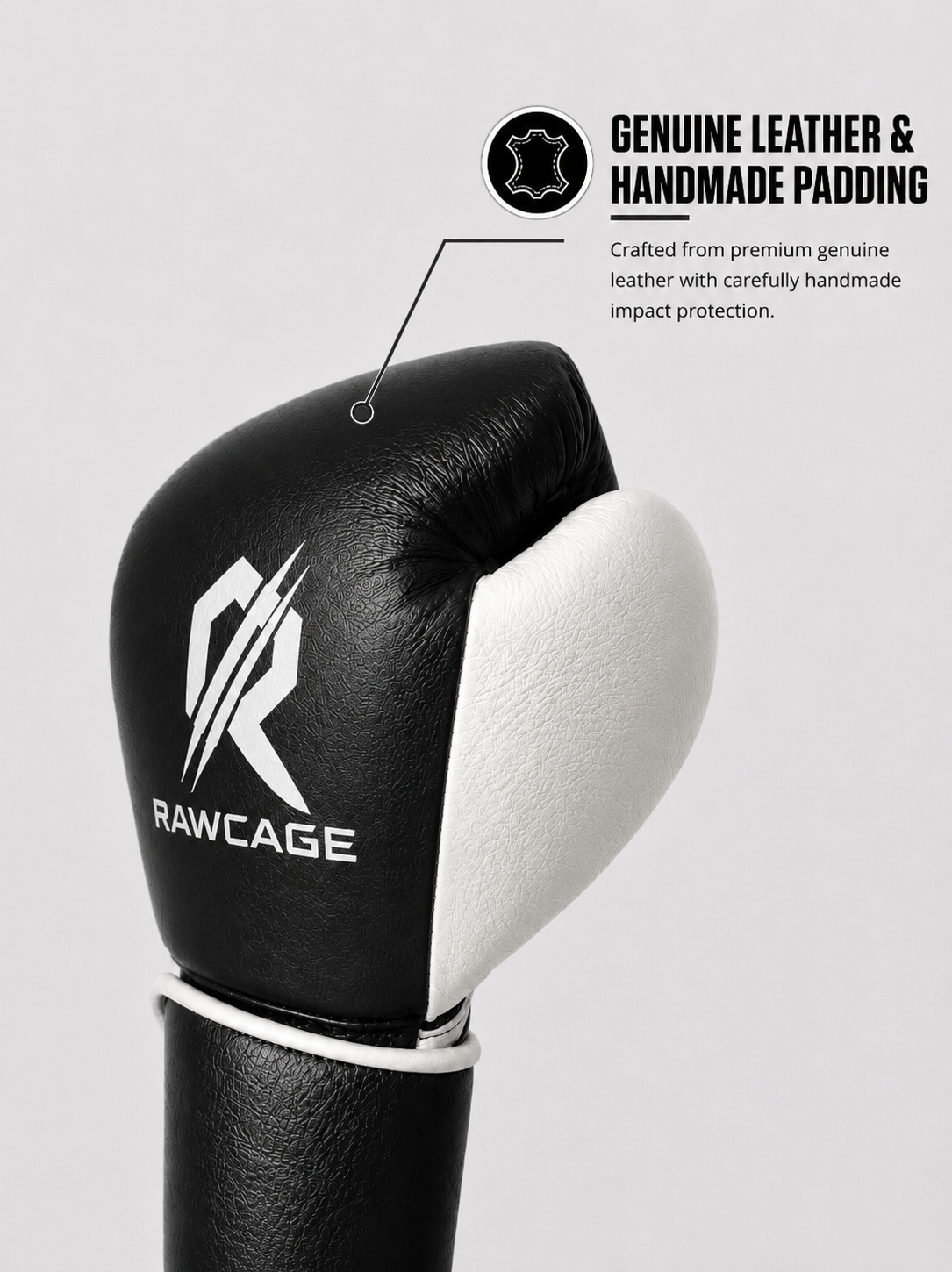 RAWCAGE MIDNIGHT FROST MAKARI COWHIDE LEATHER BOXING GLOVES