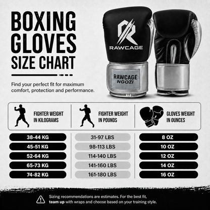 RAWCAGE BLACK NGOZI SPARRING BOXING GLOVES