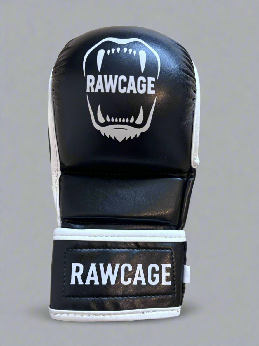 RAWCAGE RISE MMA SPARRING GLOVES BLACK/WHITE