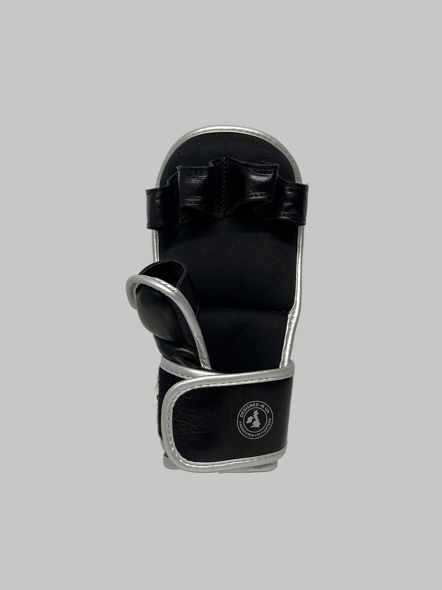 RAWCAGE OKORO Cowhide Leather MMA Gloves BLACK/SILVER