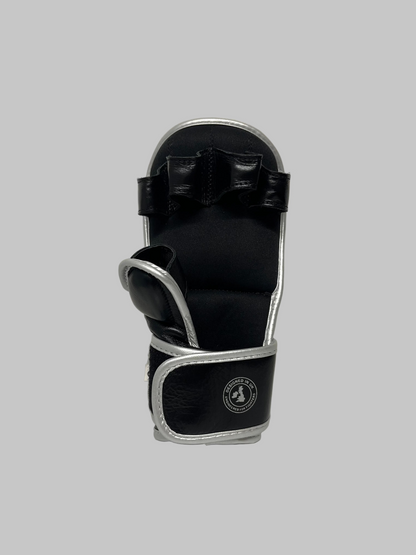 RAWCAGE OKORO Cowhide Leather MMA Gloves BLACK/SILVER