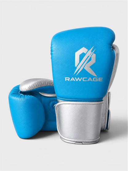 RAWCAGE SKY BLUE MAKARI COWHIDE LEATHER BOXING GLOVES